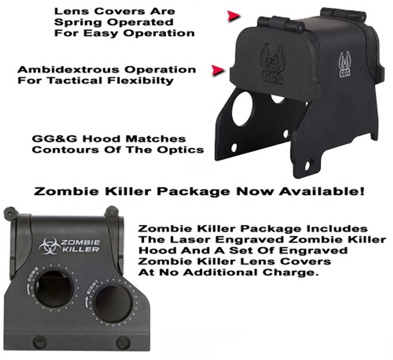 GG&G - Hood & Flip Up Lens Covers For EOTech 553,555 "Zombie Killer"