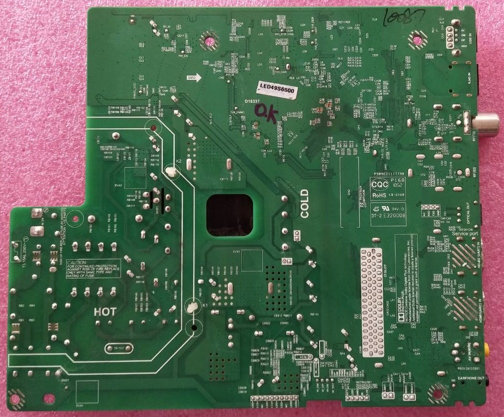 เมนบอร์ดทีวีทีซีแอล TCL ของแท้มือสองถอดจากเครื่อง ใช้กับรุ่นLED49S6500 พาร์ทบอร์ดTPD.RT2841.PB772 เวอร์ชั่นทีคอน TT4851B01-5-C-1