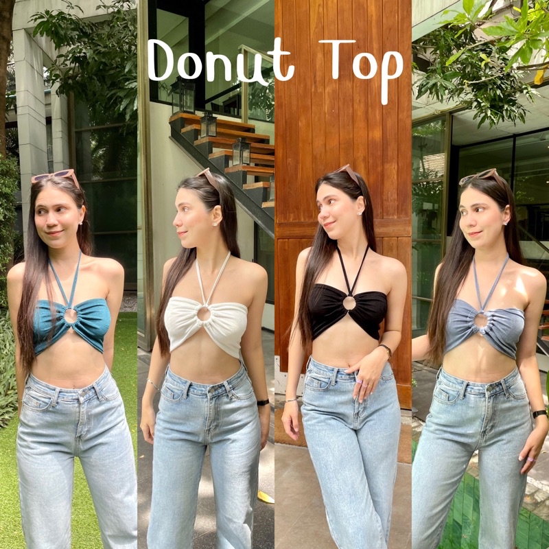 🍩Donut Top🍩 ครอปโดนัทผูกคอ ดีเทลสวยมากก ใช้ผ้ากลิตเตอร์2ชั้น เนื้อผ้าเล่นแสงสุดๆ แมชไปคาเฟ่ไปทะเลได้หมดเลยค่ะสาว 💓