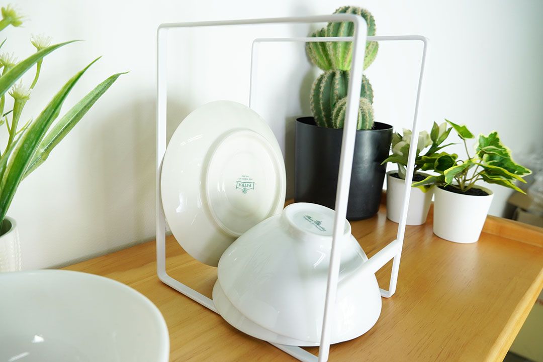 Dish rack JP ชั้นวางจานเหล็ก สไตล์ญี่ปุ่น มีกันลื่น 16x12x20 cm สีขาว