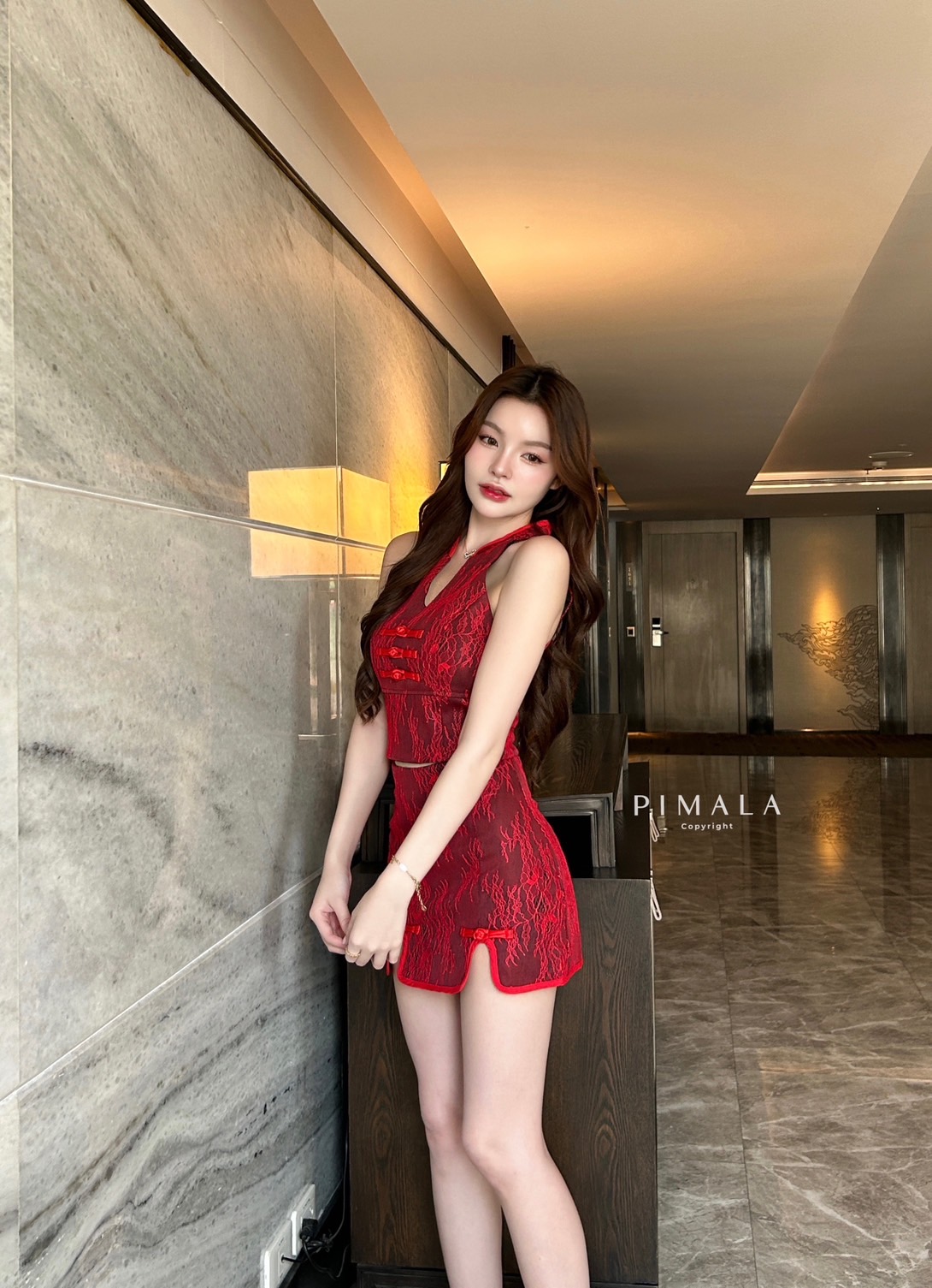 เซ็ทกี่เพ้า เสื้อ+กระโปรง XS S M L