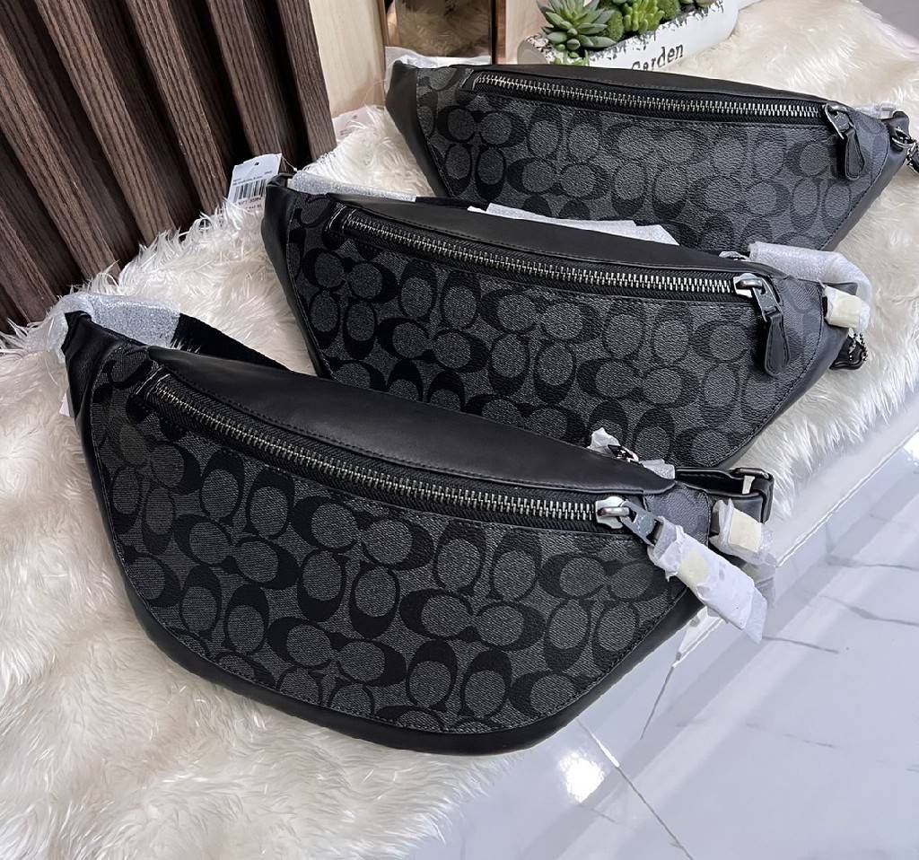 New Coach Warren Belt Bag In Signature Canvas ขนาด 13" (L) x 6 1/2" (H)