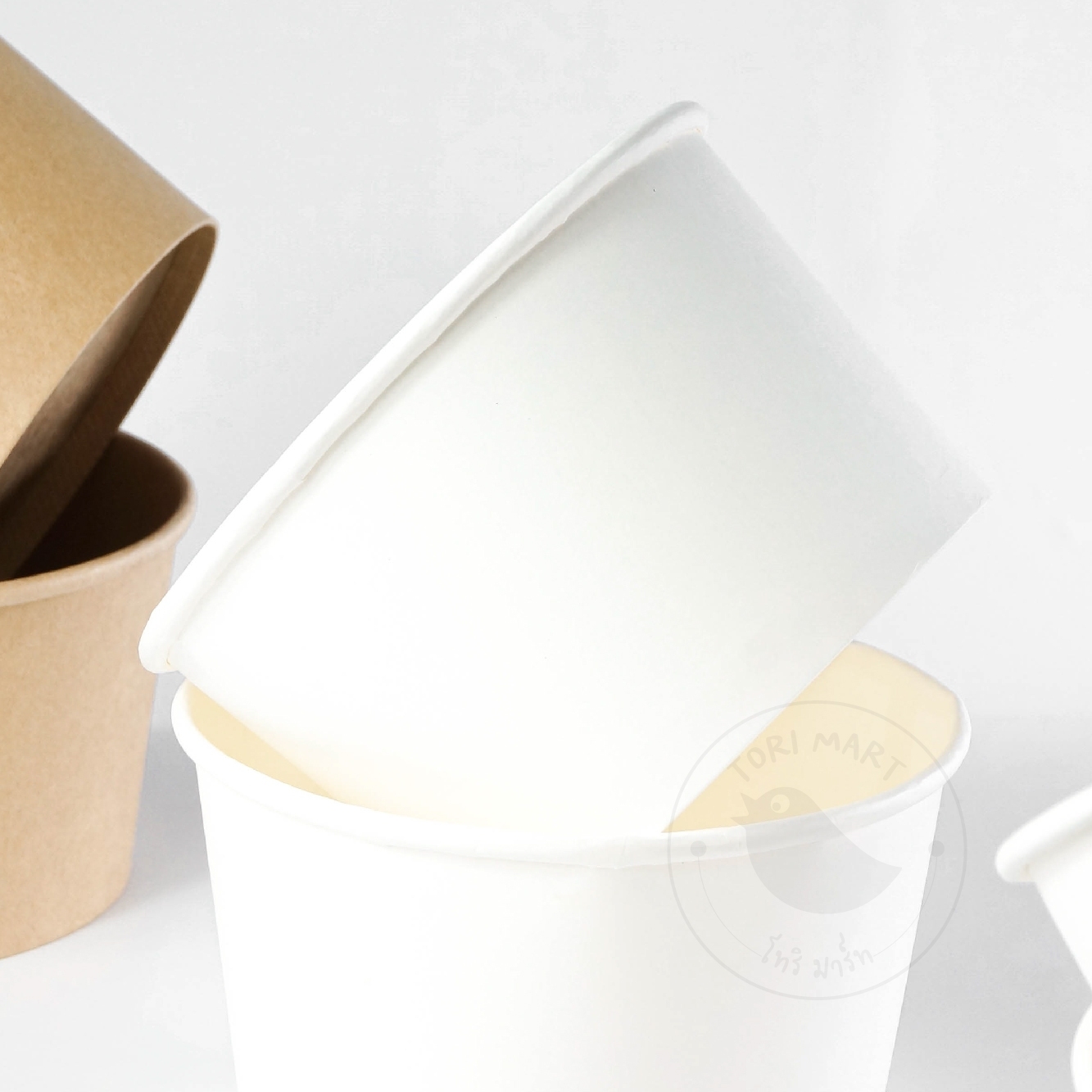 Toripac ชามกระดาษสีขาว พร้อมฝาปิด ขนาด 850 ml. **พร้อมส่ง (50ชุด/แพ็ค)