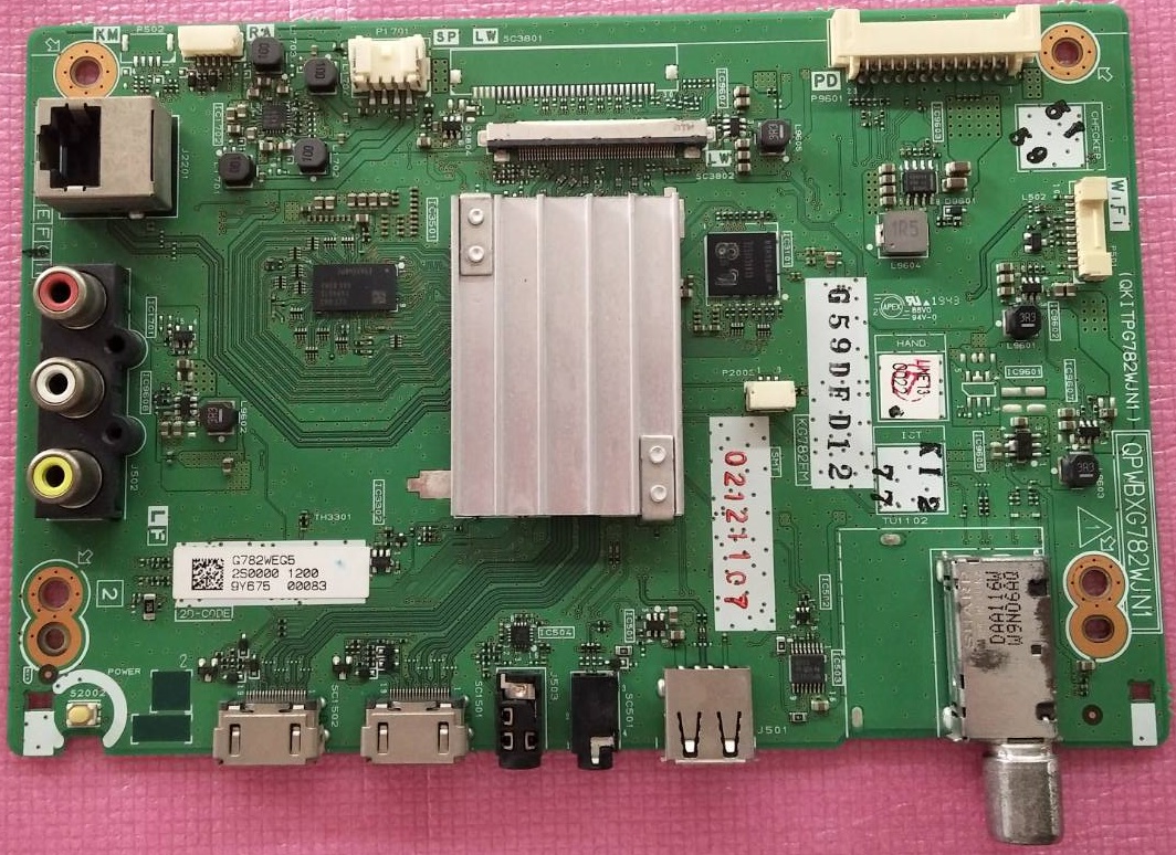เมนบอร์ดทีวีชาร์ป SHARP อะไหล่แท้/ของถอดจากเครื่อง รุ่น 2T-C50AE1X พาร์ท QPWBXG782WJN1