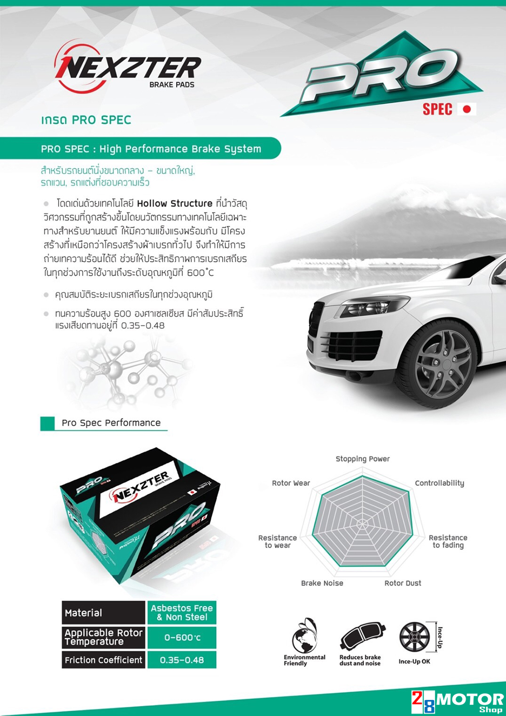 ผ้าเบรคหน้า Nextzer TOYOTA VIGO4WD VIGOตัวยกสูง FORTUNER 2004-2012