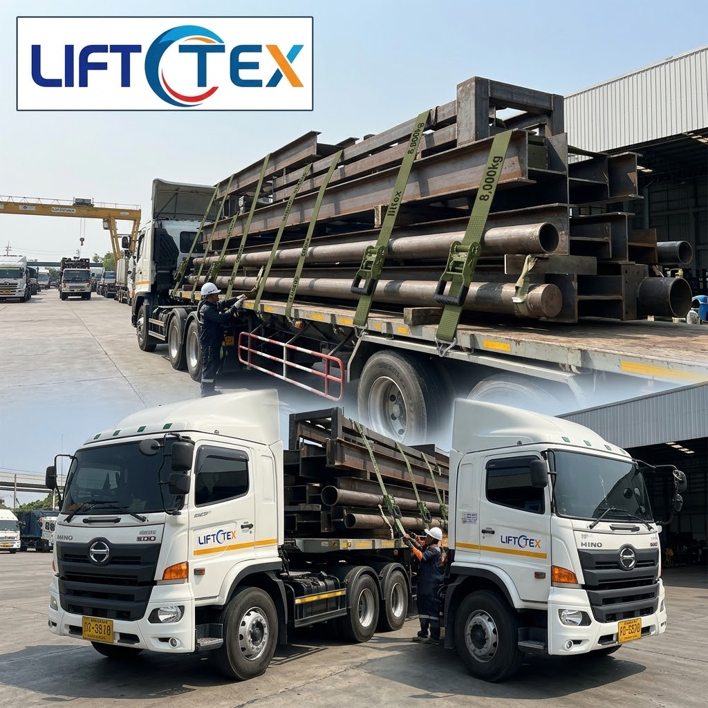 สายรัดสินค้าและโซ่รัดสินค้า LIFTTEX สำหรับยึดตรึงสินค้าในการขนส่ง