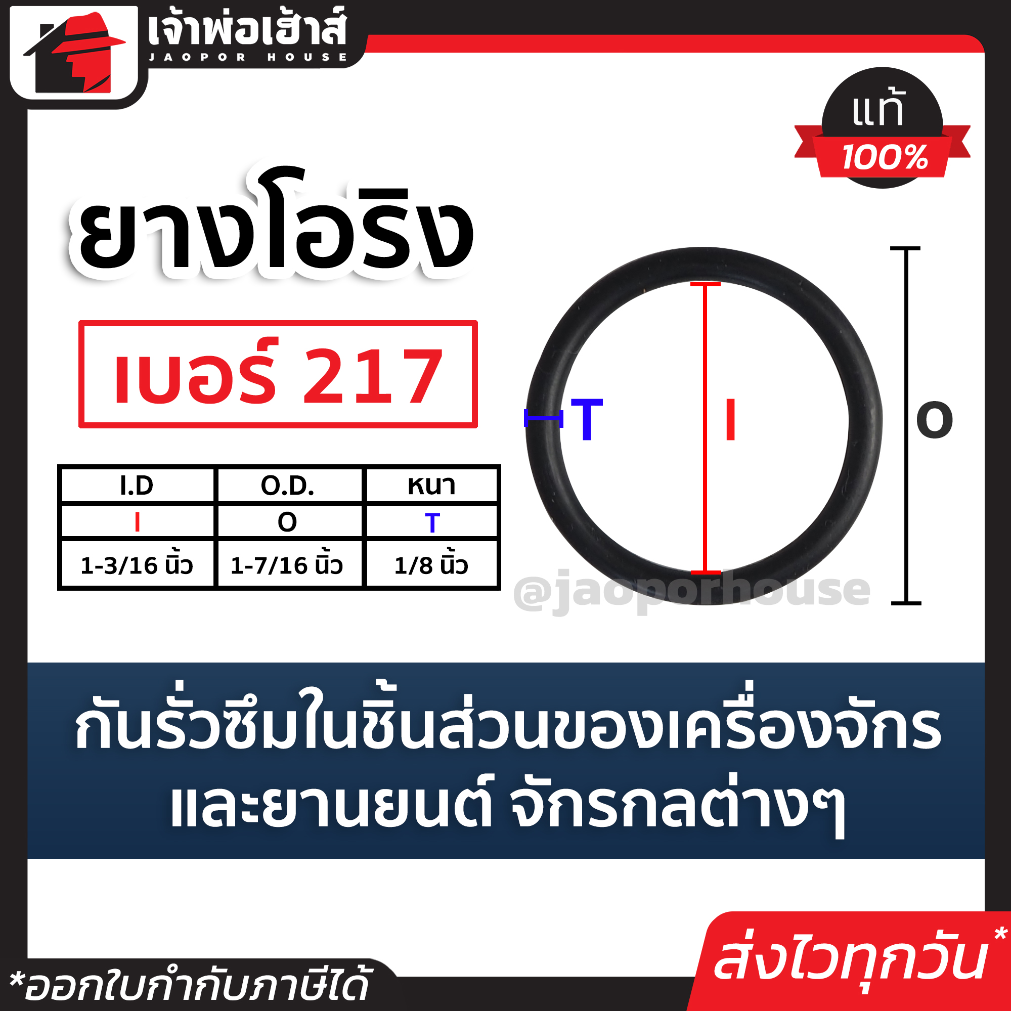 โอริง ยาง o ring เบอร์ 217 กันรั่วซึมในชิ้นส่วนของเครื่องจักรและยานยนต์ จักรกลต่างๆ ซีลยาง o ring silicone ยางโอริงสีดำ เเหวนยาง