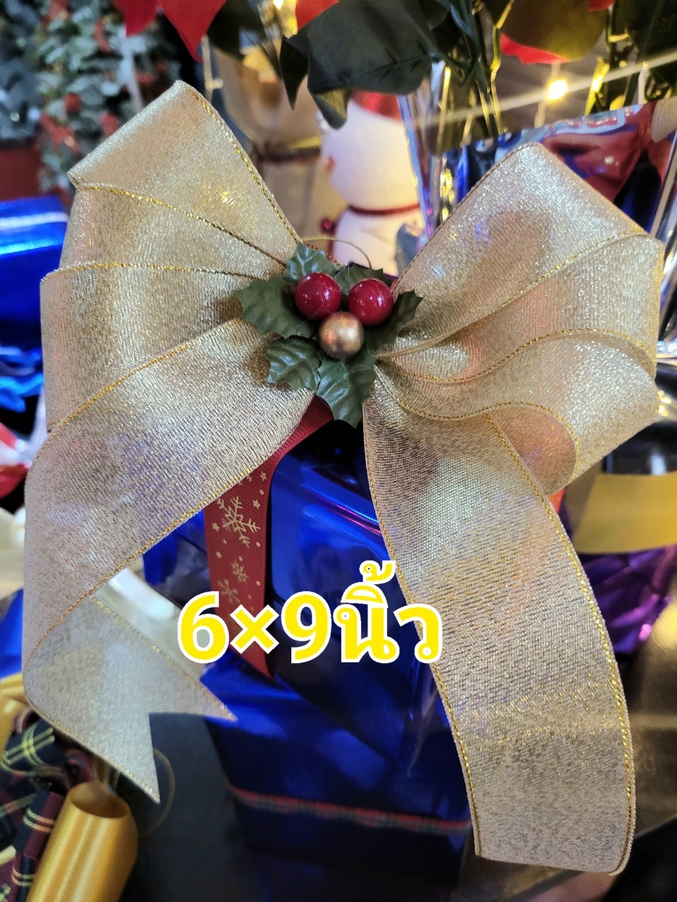 โบว์คริสต์มาสประดับ ขนาด 6* 9 นิ้ว/โหล