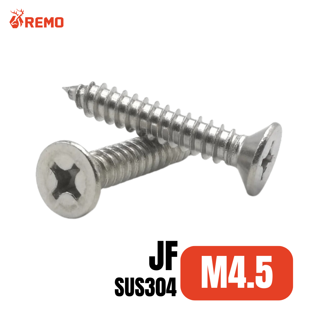 สกรูเกลียวปล่อยหัวเตเปอร์สแตนเลส (JF) M4.5 (10mm - 50mm)