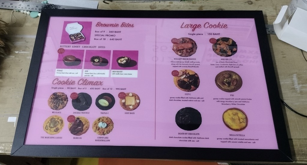 ป้ายกล่องไฟสลิม กล่องไฟเมนูบอร์ด ขนาดป้าย 40 x 60 cm