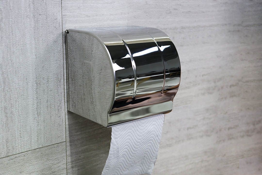 Toilet roll holder กล่องทิชชู่สแตนเลสแบบติดผนัง (มีฟันตัดทิชชู่) ขนาด 12x13x13 cm รุ่น CB612