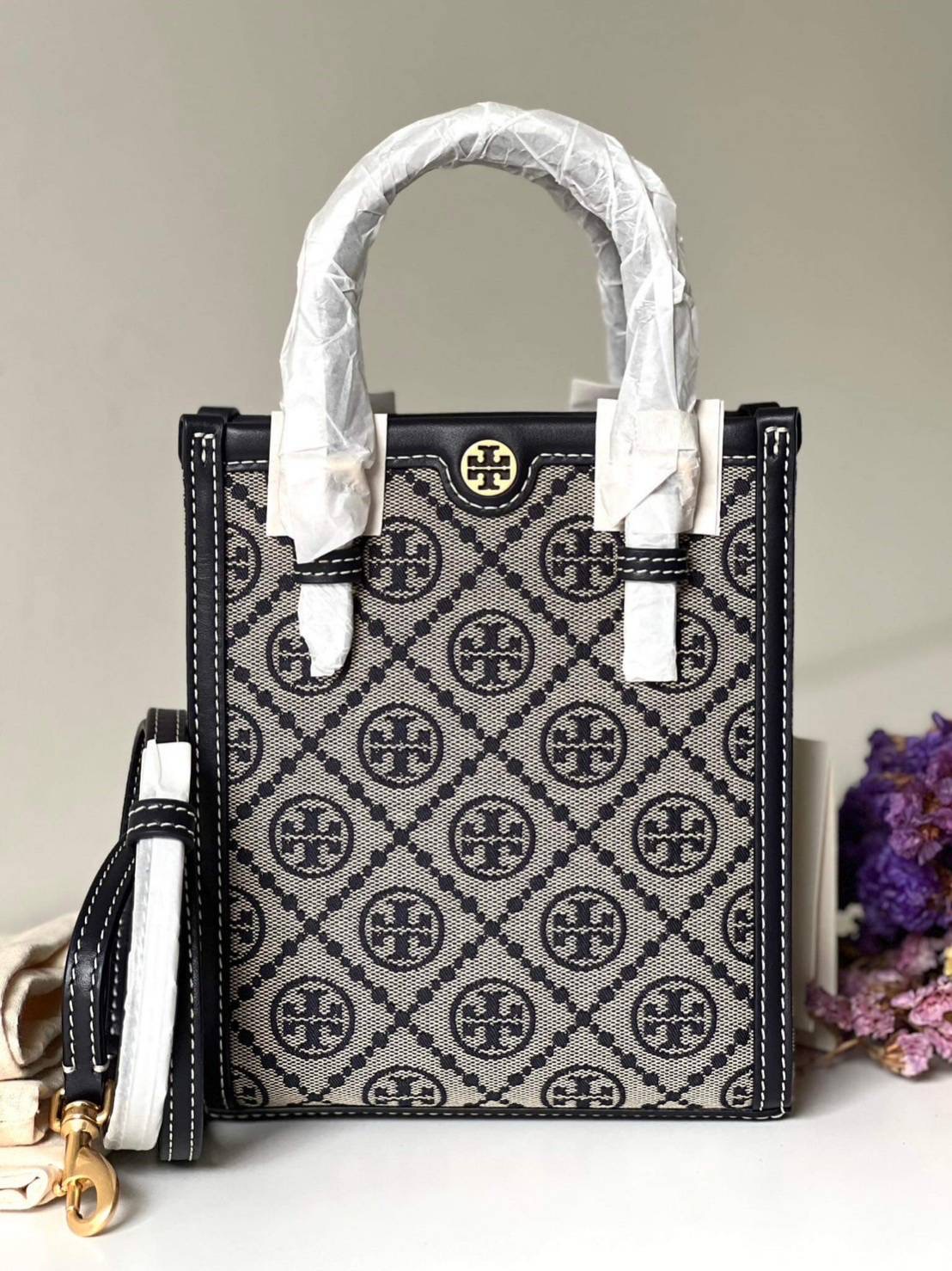 New Tory Burch T Monogram Jacquard Mini Tote Handbags Crossbody Bags Sz.6.5” (L) x 7.5” (H) x 2” (W)