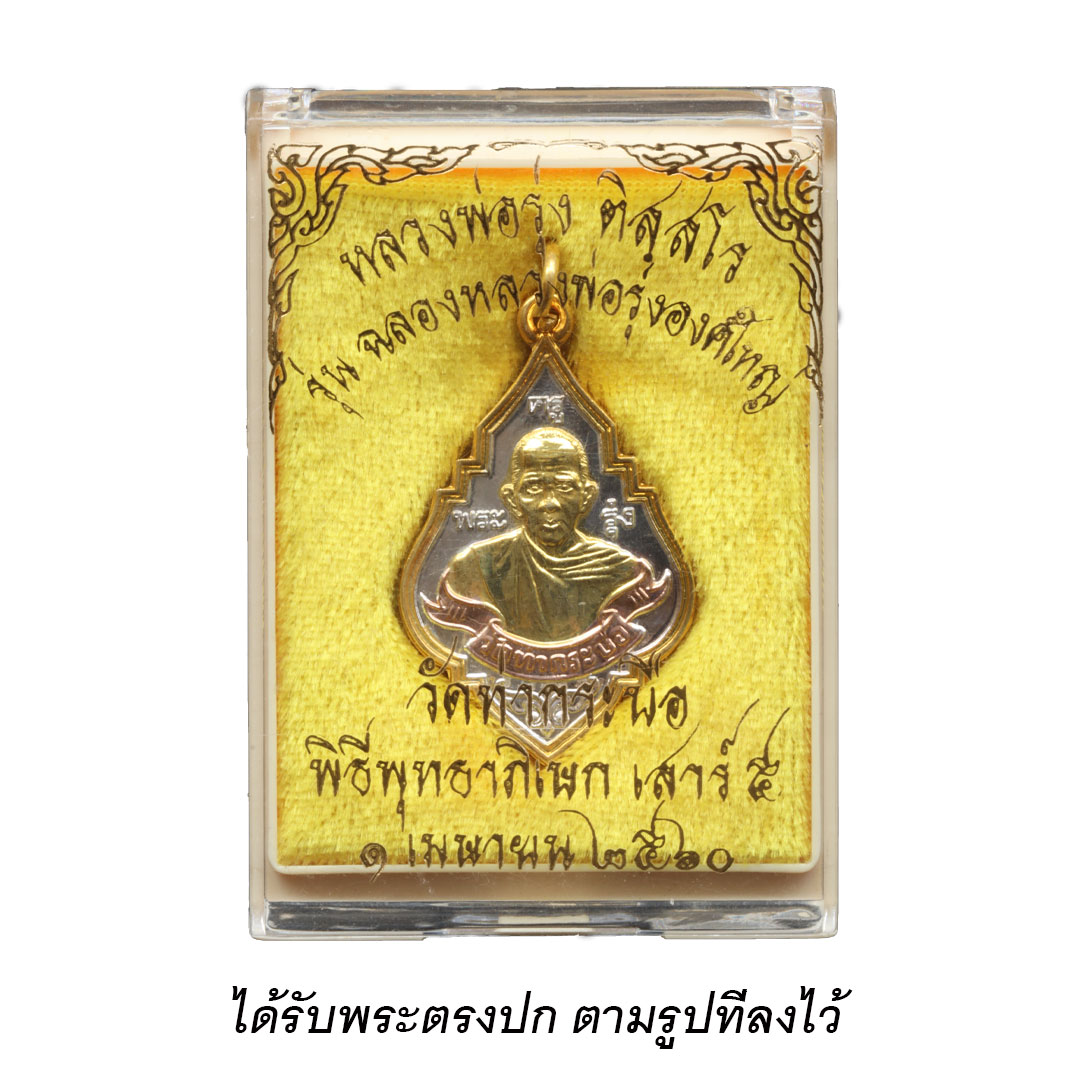 เหรียญหลวงพ่อรุ่ง วัดท่ากระบือ รุ่นฉลององค์ใหญ่ ปี2559 (พิมพ์ใหญ่) เนื้อสามกษัตริย์