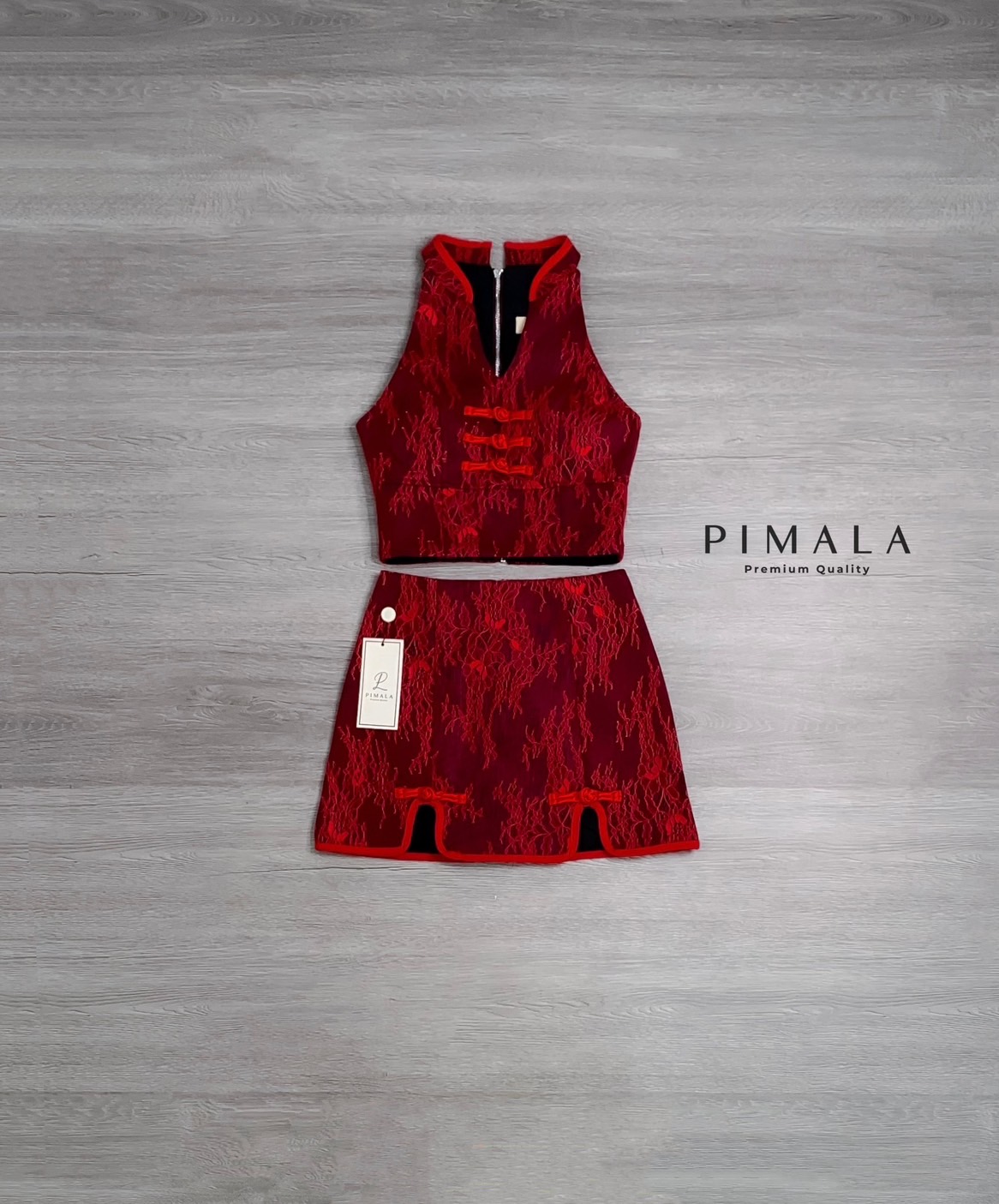 เซ็ทกี่เพ้า เสื้อ+กระโปรง XS S M L