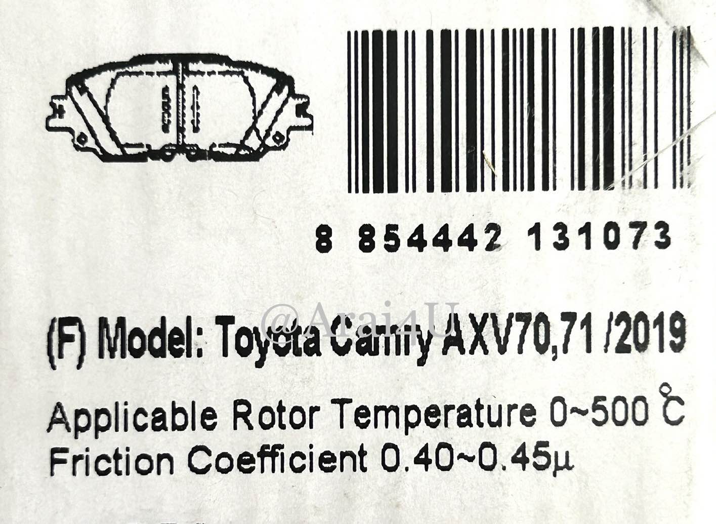ผ้าเบรคหน้า TOYOTA CROSS.CAMRY AXV70,71 Mu