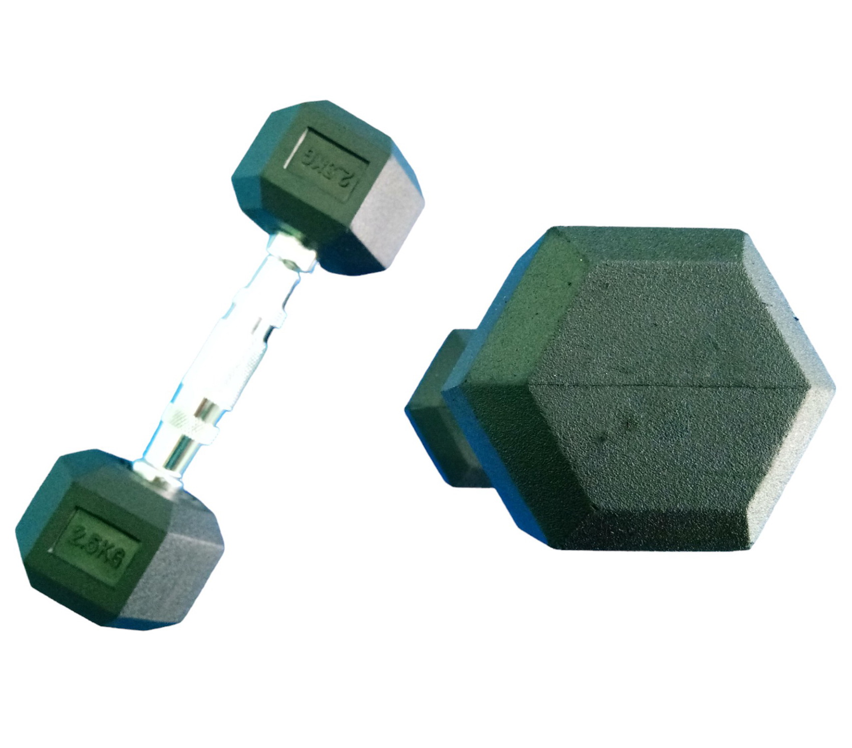 Dumbbell Hex ดัมเบล ทรง 6 เหลี่ยม ดัมเบลเหล็กหุ้มยาง 2.5 KG. (1 คู่)