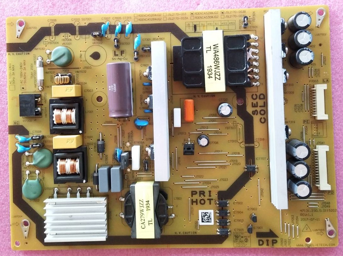 เพาเวอร์ซัพพลายทีวีชาร์ป/ภาคจ่ายไฟทีวีชาร์ป (Power Supply TV SHARP) อะไหล่แท้/มือสองพร้อมใช้งาน ใช้กับรุ่น LC-50SA5200X :LC-50SA5500X :4T-C50AH1X :LC-50UA6500X :LC-50UA6800X :LC-45UA6800X :LC-50LE580X พาร์ท RDENCA529WJQZ :RDENCA529WJQZC