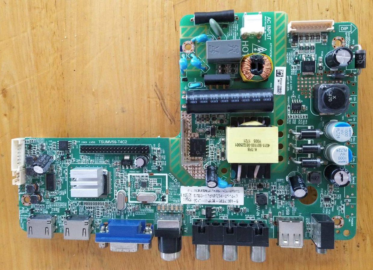 One Board (วันบอร์ด ฟิลลิปส์)อะไหล่แท้/มือสองพร้อมใช้งาน รุ่น32PHA4100S/67*TSUMV59-T4C2 เวอร์ชั่นเบอร์จอ LC320DXY(SK)(A3)ใช้กับ T-CON 6870C-0442B