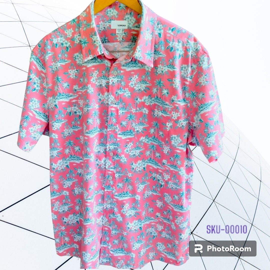 เสื้อฮาวายมือสอง ป้าย SONOMA ลายเกาะฮาวาย ต้นมะพร้าว ผ้า 97% Cotton 3% Spandex อก 27 ยาว 30 ราคา 250 บาท ค่าจัดส่งเหมา ๆ 30 บาท (สั่งกี่ตัวก็ได้)