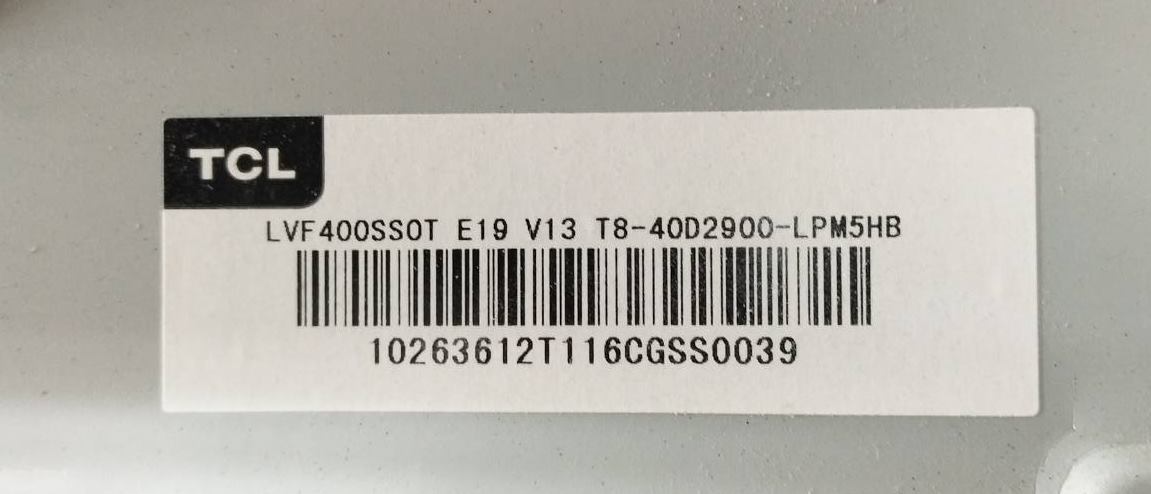 One Board TCL (ทีซีแอล) ของแท้ถอดจากเครื่อง รุ่นLED40D2930 TP.S512.PB775 จอ-LVF400SSOT E19 V13 ทีบาร์LSC400HN02-005