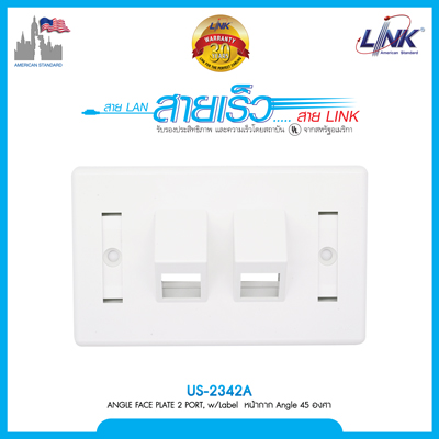 ANGLE FACE PLATE 2 PORT, w/Label หน้ากาก Angle 45 องศา