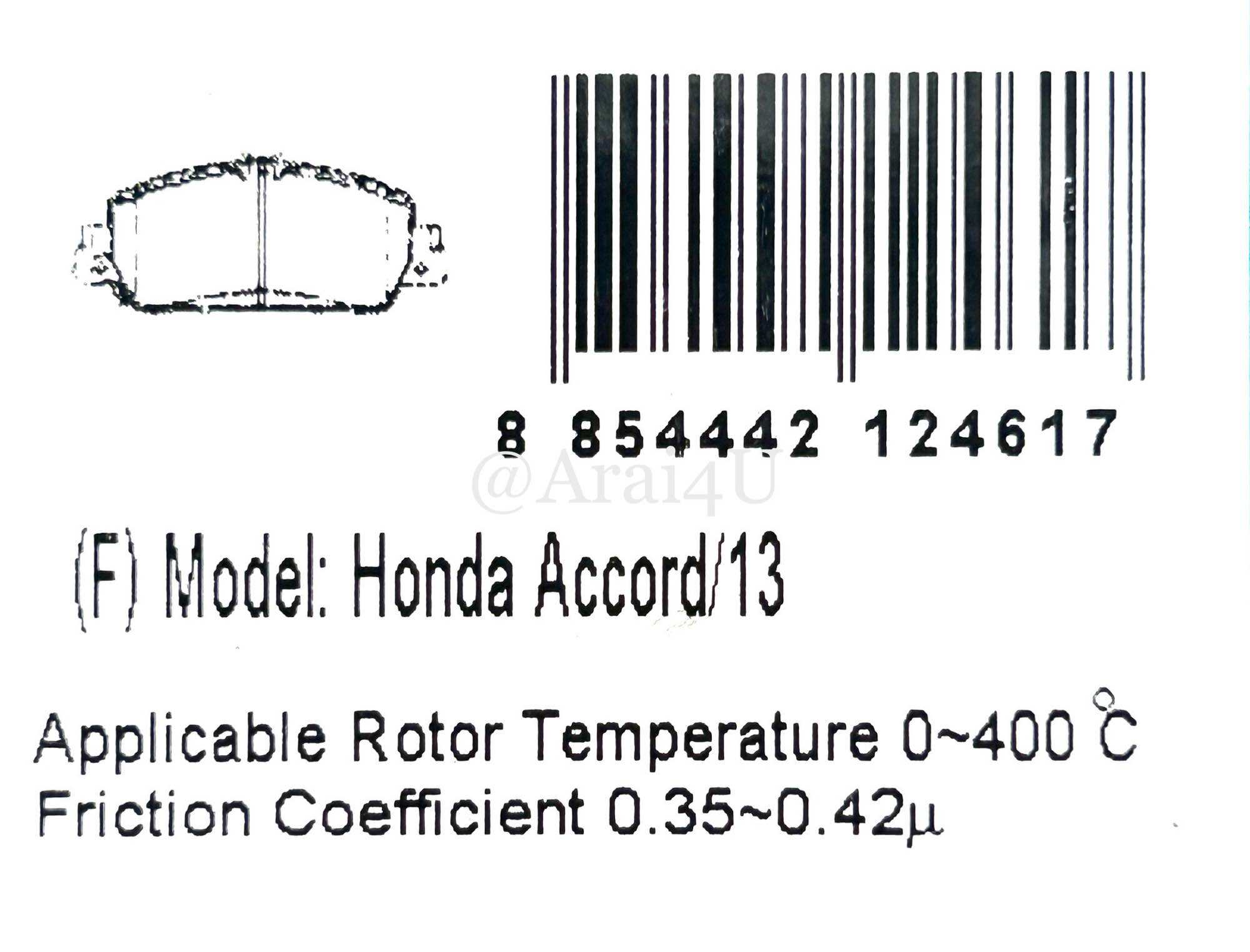 ผ้าเบรคหน้า HONDA ACCORD GEN9,HRV2014
