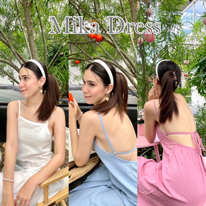 🐳Mika Dress🦋 เดรสสายเดี่ยวยาวผูกหลัง สายคาเฟ่ งานน่ารักหวานๆแบบคุณใหม่ดาวิ งานผ้าฝ้ายผสมลินิน ใส่ชิวๆสบายๆ