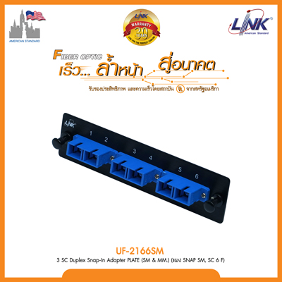 3 SC Duplex Snap-In Adapter PLATE (SM & MM.) (แผง SNAP SM, SC 6 F)
