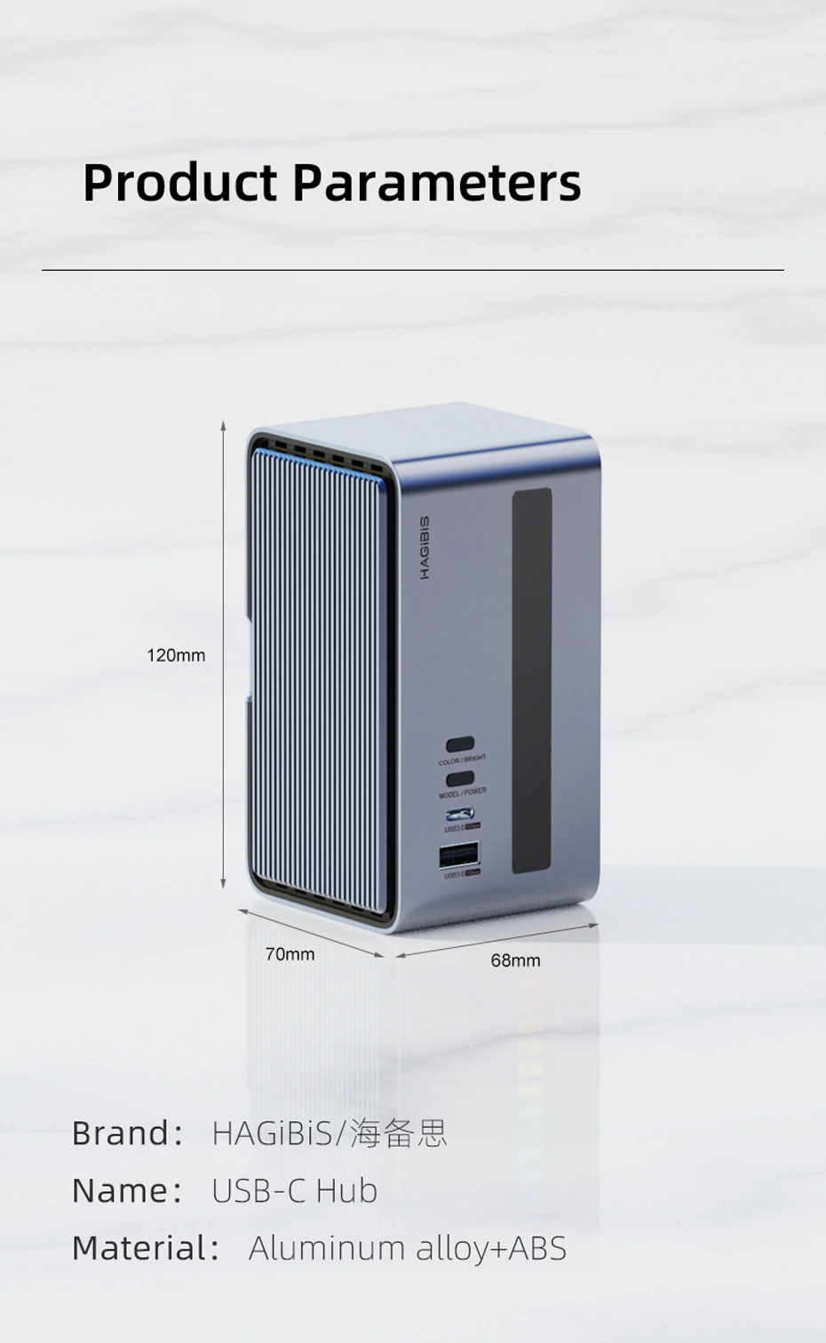 [ออกใบกำกับภาษีได้]พร้อมส่งจาก กทม Hagibis U100pro USB C Docking Station Dual Monitor, LED Strip Light USB-C Hub Type-C Adapter with HDMI, M.2 SSD 100W PD