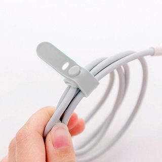Silicone belt ซิลิโคนรัดสายไฟ สายชาร์จ สายUSB 10 pcs 1x6 cm สีขาว