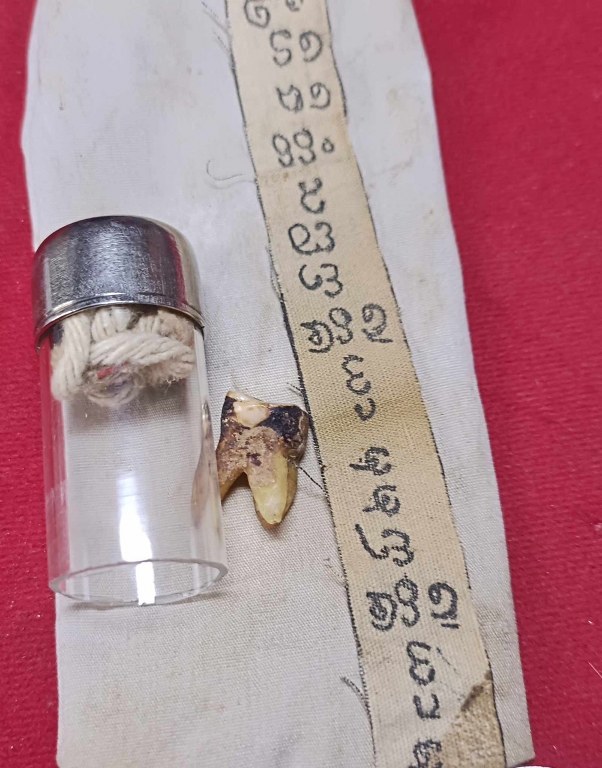 พระทันตธาตุ ครูบาอินทร์ องค์นี้ได้มาจากคุณลุงประเสริฐ อายุ 82 ปี ปัจจุบันยังมีชีวิตอยู่ ลุงประเสริฐ ได้มาจากพ่อผาคำ ซึ่งเสียชีวิตแล้ว พ่อผาคำเป็นศิษย์เรียนวิชา และรับใช้ครูบาอินทร์ ลุงประเสริฐ ได้รับพระทันตธาตุมาจากพ่อผาคำเมื่อปี 2545