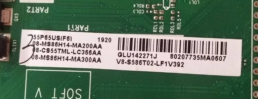 เมนบอร์ดทีวีทีซีแอล/อะไหล่ทีวีทีซีแอล (Mainboard TV TCL) อะไหล่แท้/มือสองพร้อมใช้งาน ใช้กับรุ่นLED55SE5000 :40MS86R1-MAA2HG เวอร์ชั่นทีบาร์ST5461D07-1
