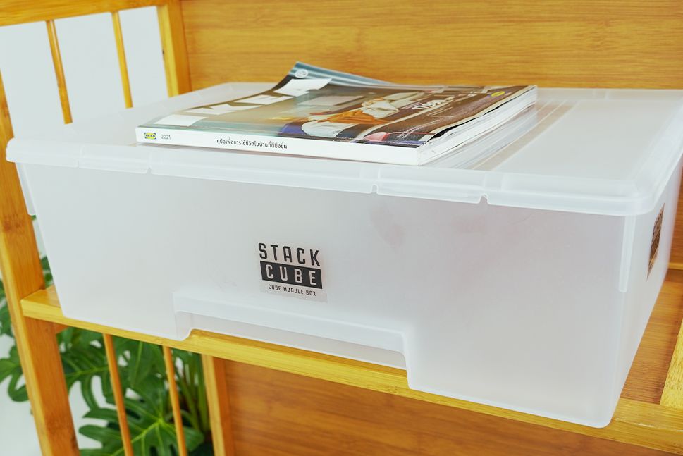 Storage box กล่องจัดระเบียบ มีฝาปิด กล่องเก็บของพลาสติก JP Quality 26x40x13 cm