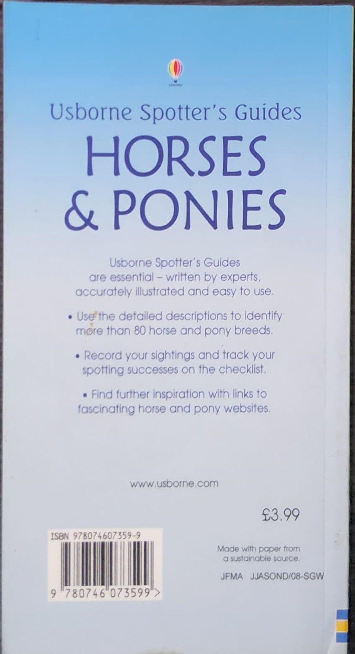 KNOWLEDGE BOOK** ð
ð
Usborne Spotter's Guide: HORSES&PONIES