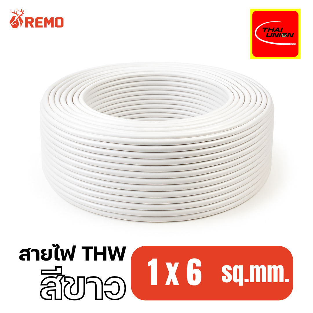 สายไฟไทยยูเนียน Thai Union THW 1x6 sq.mm. สีขาว (90m/ม้วน)