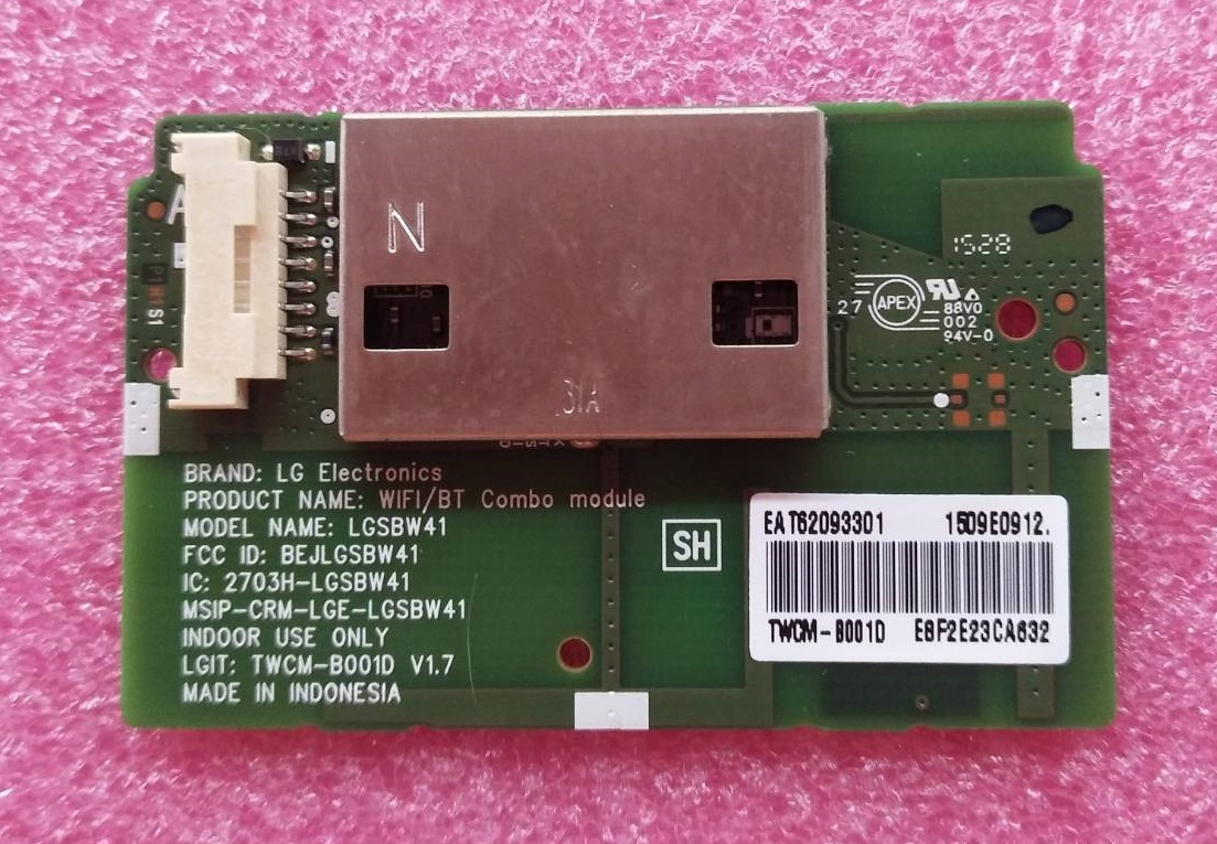ตัวรับสัญญาณ WIFI ทีวีแอลจี ( LG) ของแท้/ถอดจากเครื่อง พาร์ท EAT62093301 รุ่น43UF770T 49UF680Tและรุ่นอื่นที่พาร์ทตรงกัน