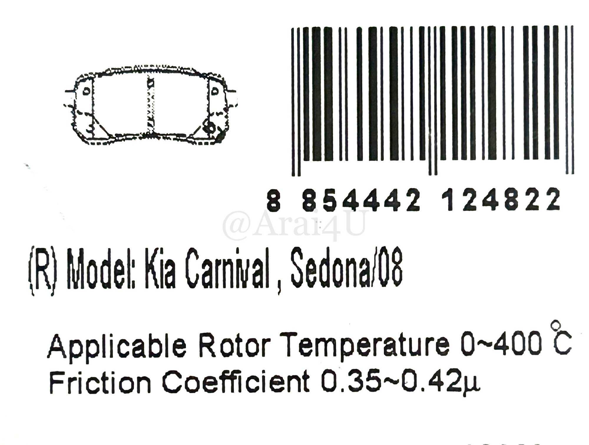 ผ้าเบรคหลัง HYUNDAI H1,KIA CARNIVAL