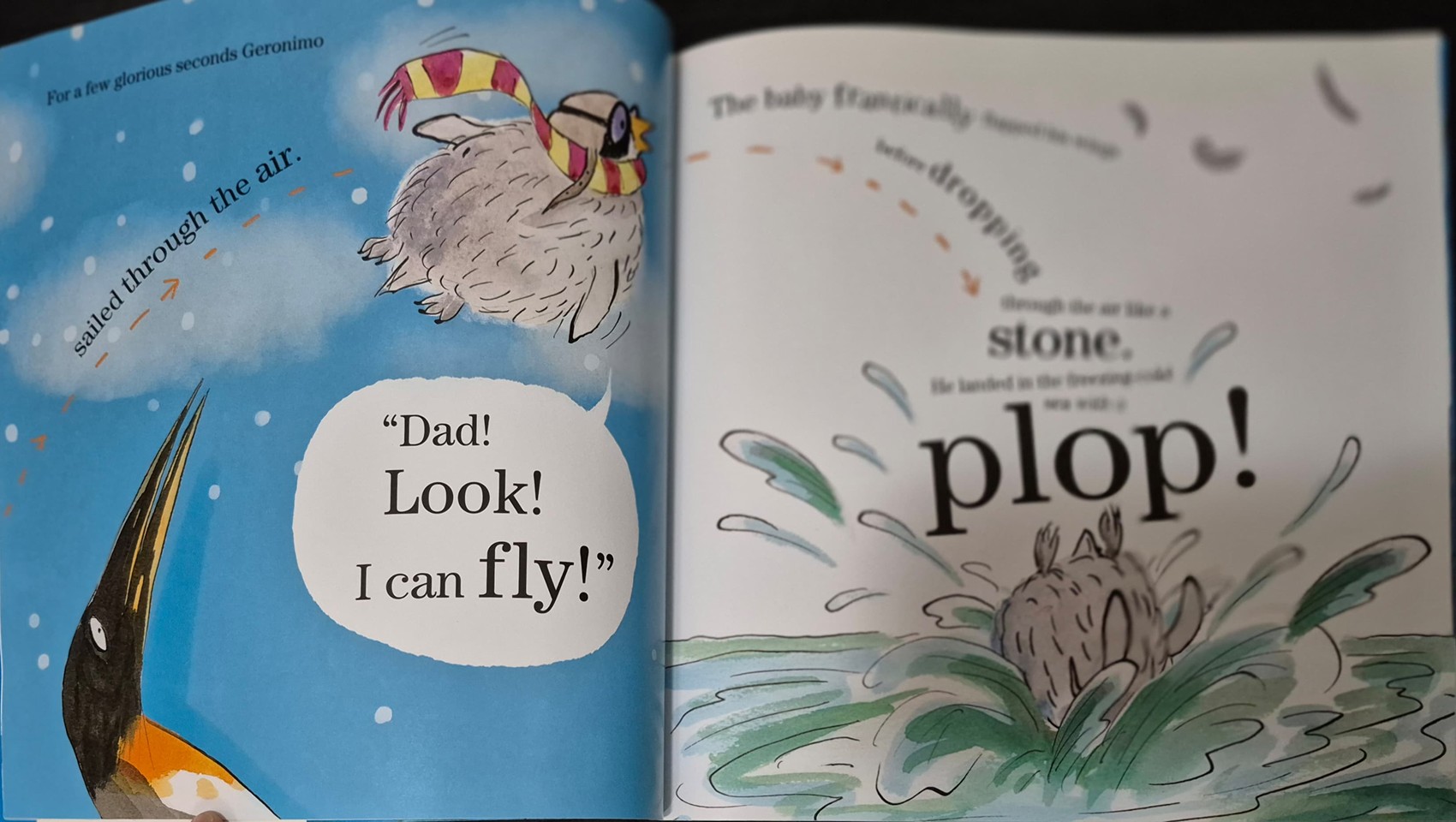 หนังสือนิทานปกอ่อน** 🍅🍅GERONIMO THE PENGUIN WHO THOUGHT HE COULD FLY! BY DAVID WALLIAMS