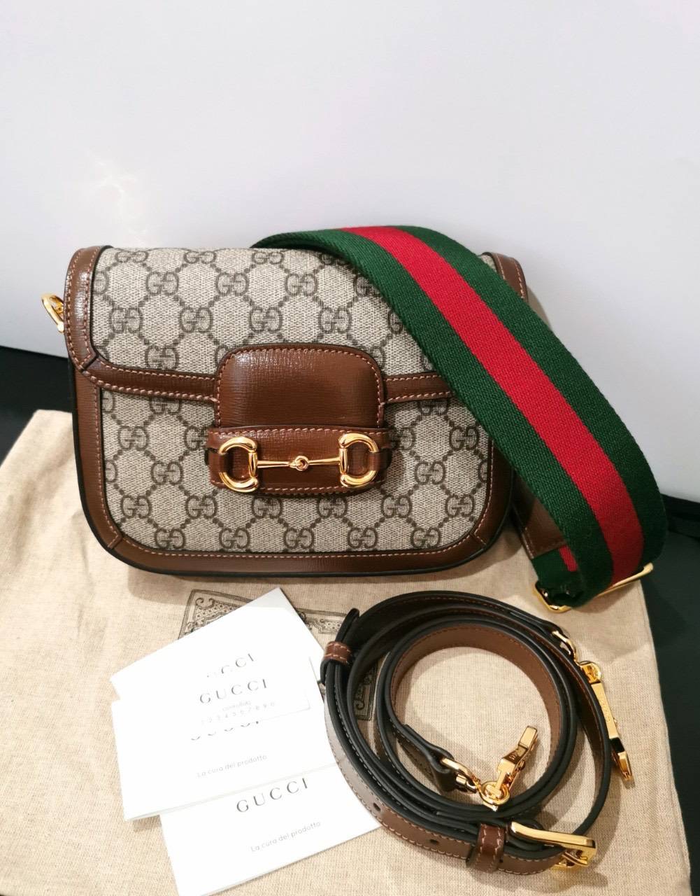 New Gucci horsebit mini 2 สาย อุปกรณ์ การ์ด หมุดสำรอง ถุงกระดาษ copyบิล