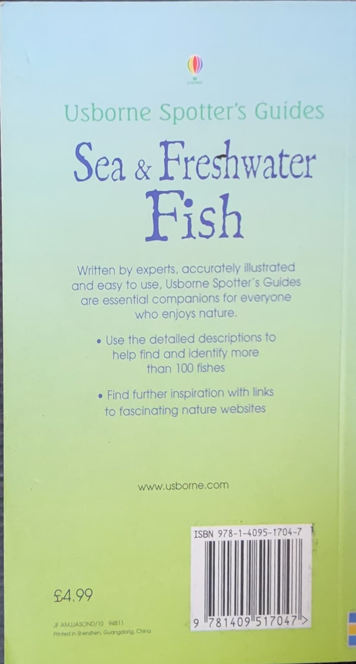 KNOWLEDGE BOOK** 🍅🍅Usborne Spotter's Guide: SEA&FRESHWATER FISH