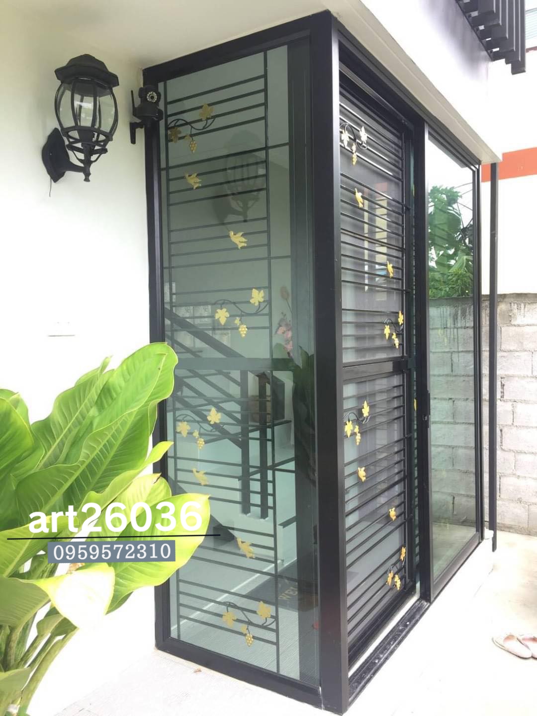 เหล็กดัดพร้อมมุ้งลวด ลายนก