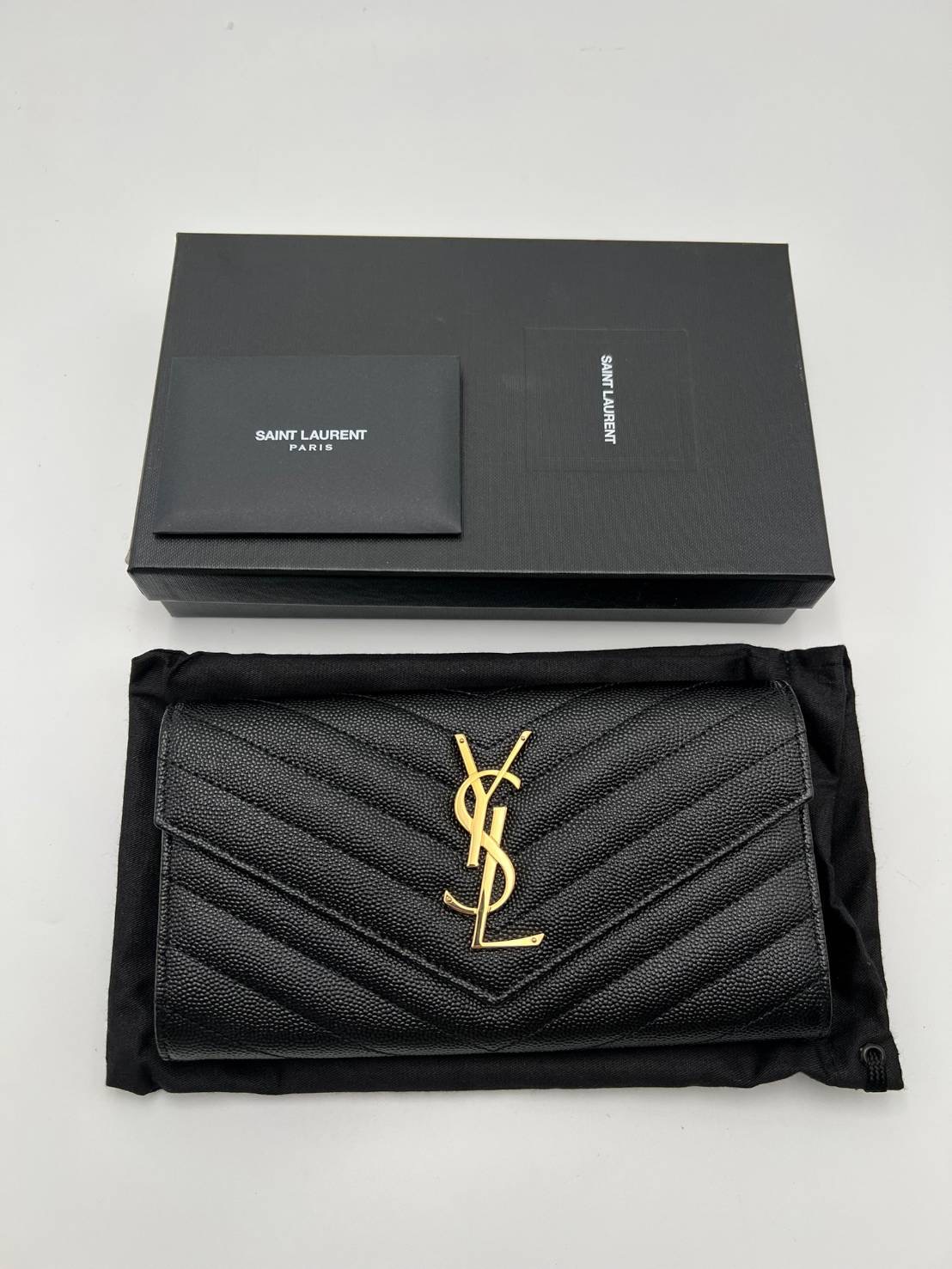 New Ysl wallet 2 พับ ปี 2022 อุปกรณ์ กล่อง การ์ด ถุงผ้า