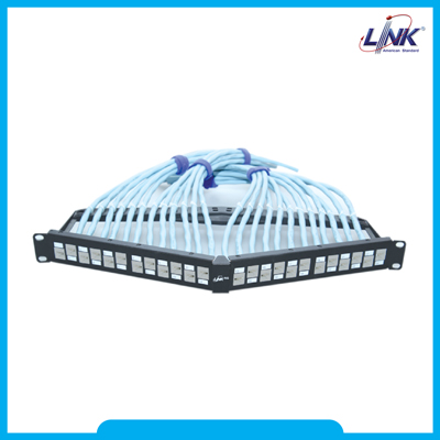 CAT 6A ANGLE PATCH PANEL 24 PORT, Auto Shutter แผงกระจายสาย CAT 6A แบบ Angle, Auto
