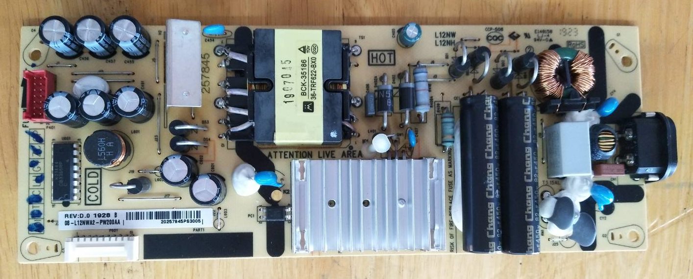 เพาเวอร์ซัพพลายทีวีทีซีแอล (Power TV TCL) อะไหล่แท้/ของถอด ใช้กับรุ่น 55P8 :08-L12NWA2-PW200AA