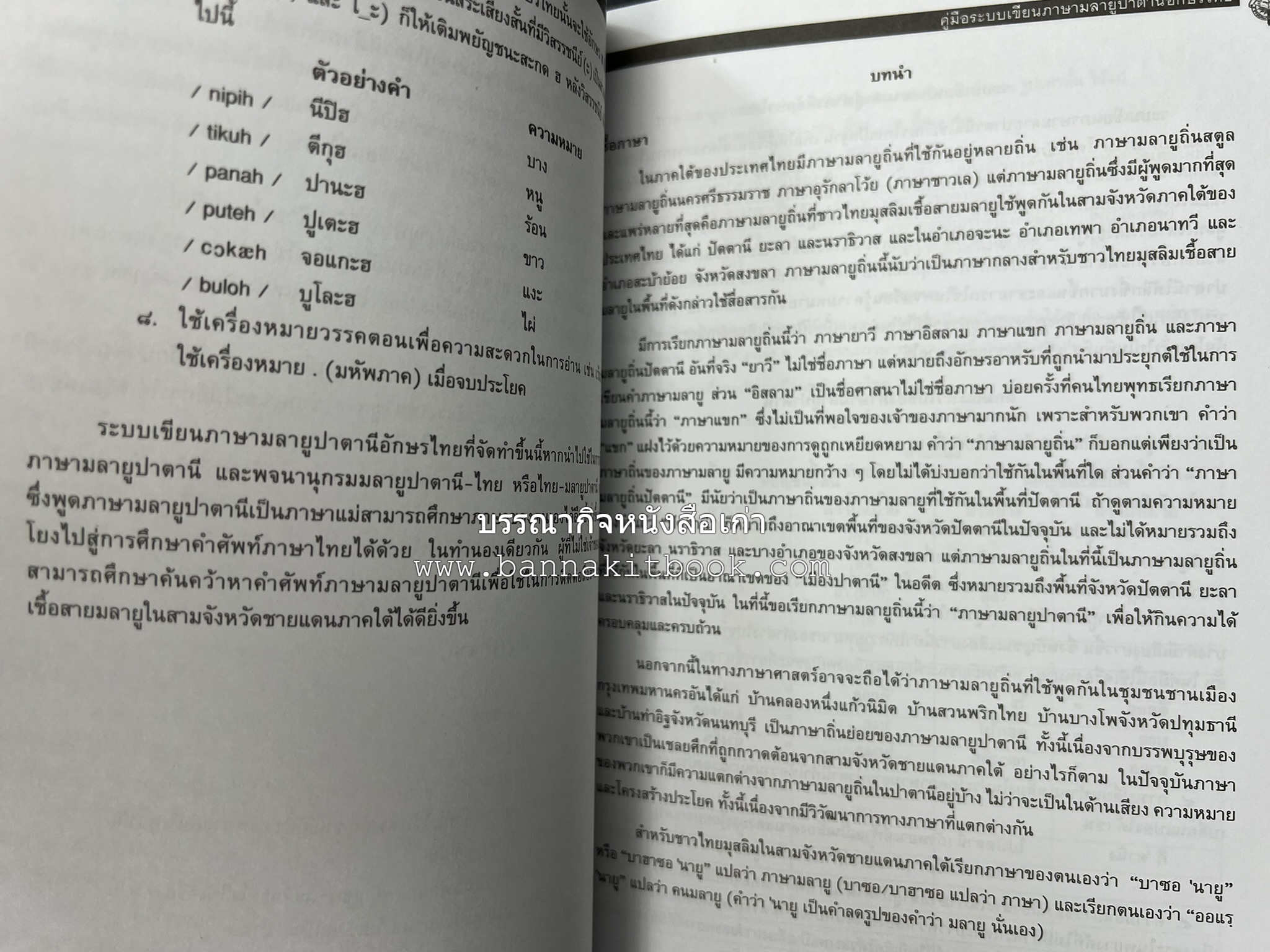ภาษามลายูปาตานี คู่มือระบบอักษรไทย ฉบับราชบัณฑิตยสถาน โดย : ศาสตราจารย์ ดร.ปัญญา บริสุทธิ์.