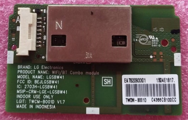 ตัวรับสัญญาณ WIFI ทีวีแอลจี ( LG) ของแท้/ถอดจากเครื่อง พาร์ท EAT62093301 รุ่น 60LF630T และรุ่นอื่นที่พาร์ทตรงกัน