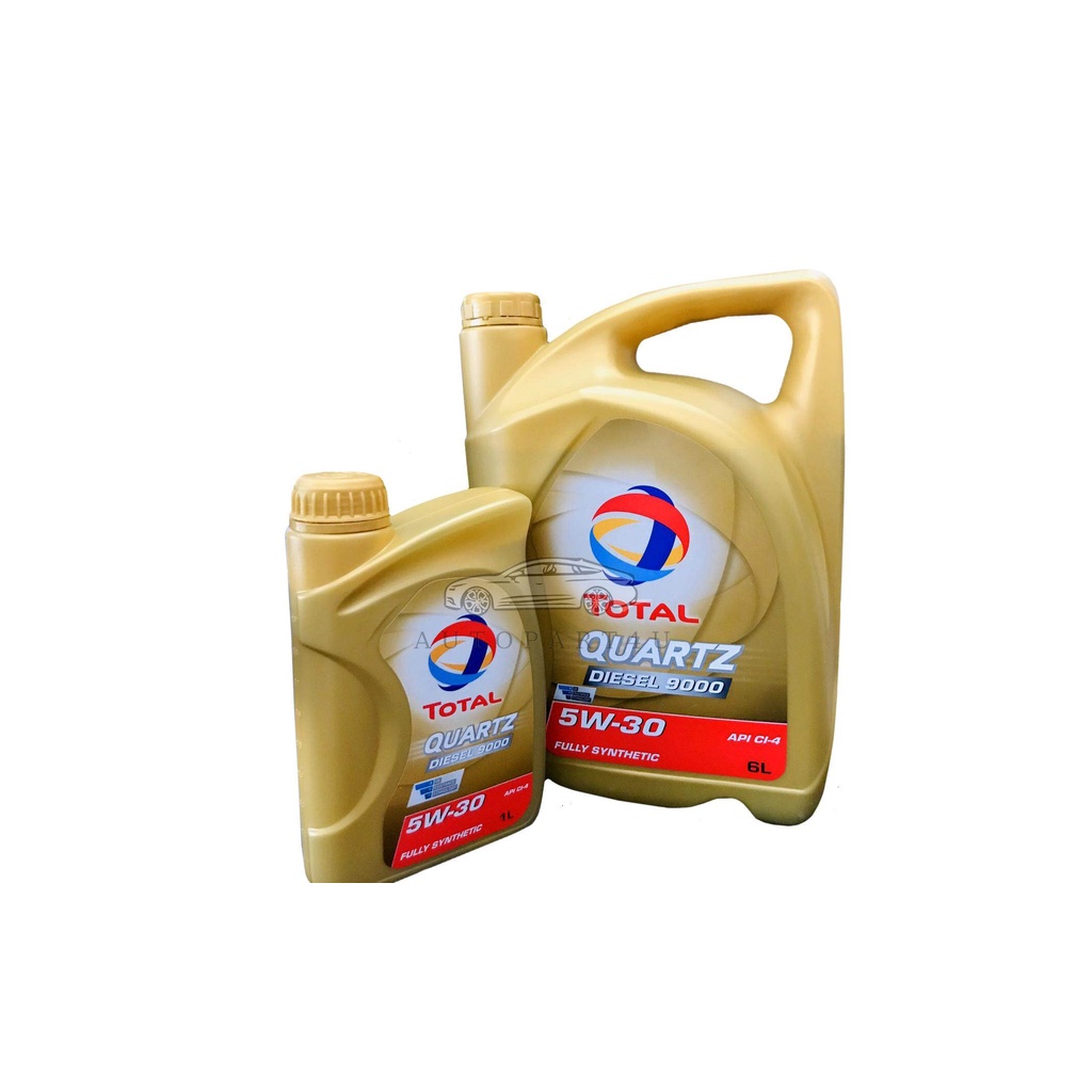 น้ำมันเครื่องสังเคราะห์แท้ 100% ระดับพรีเมียม (ดีเซล)Total Quartz Diesel 9000 5W-30 เซ็ท 6 ลิตรแถมฟรี 1ลิตร