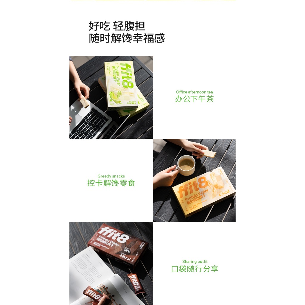 ffit8 โปรตีนเวเฟอร์ ขนมคลีน มีไฟเบอร์ ทานเล่น อาหารสุขภาพ ไม่ใส่น้ำตาล Protein Wafer (1ซอง10กรัม)44kcal