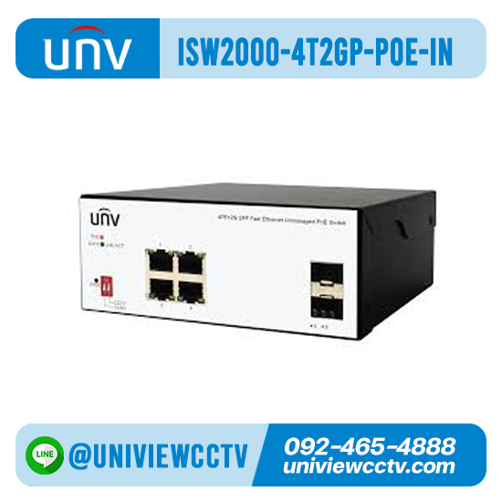 สวิทช์ UNIVIEW รุ่น ISW2000-4T2GP-POE-IN l 4*10/100Mbps RJ45 Ports 2*1000Mbps SFP Slots