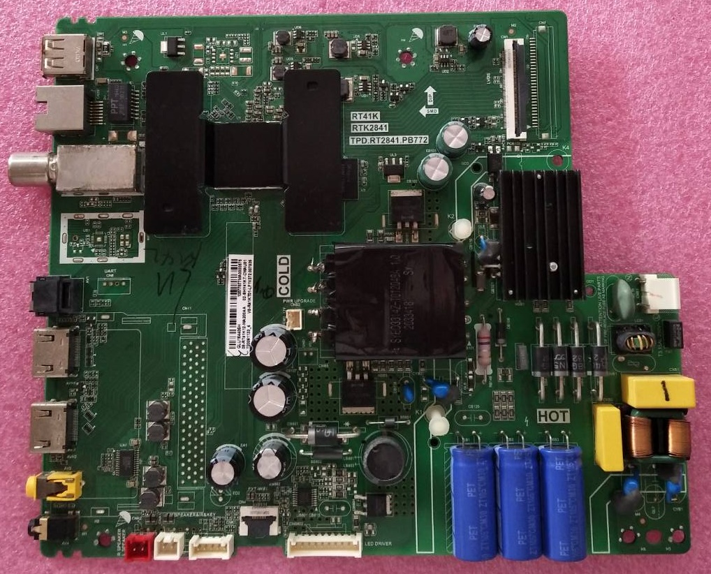 เมนบอร์ดทีวีทีซีแอล TCL มือสองพร้อมใช้งาน ใช้กับรุ่น 40S65A พาร์ท TPD.RT2841.PB772 เวอร์ชั่นทีบาร์ V400HJ9-PE1
